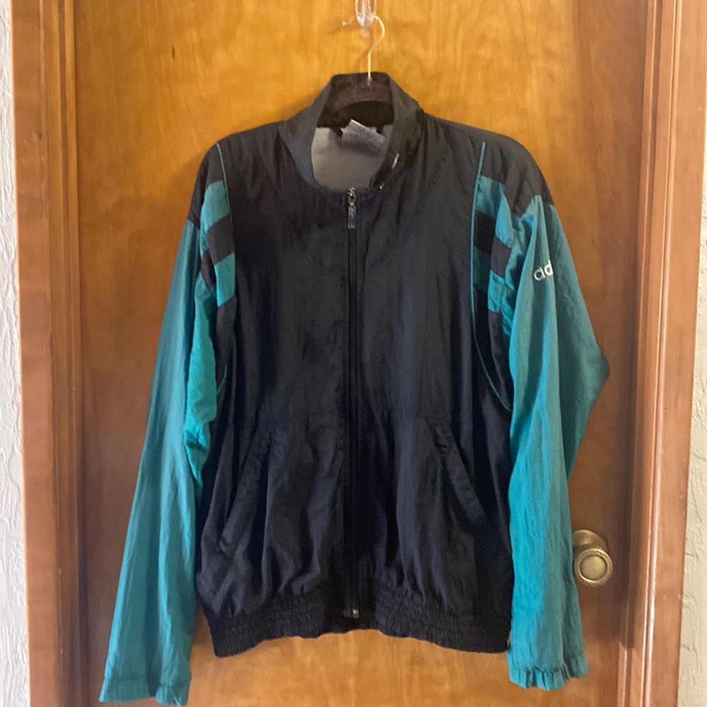 Vintage Adidas Windbreaker Black/Green Men’s Small